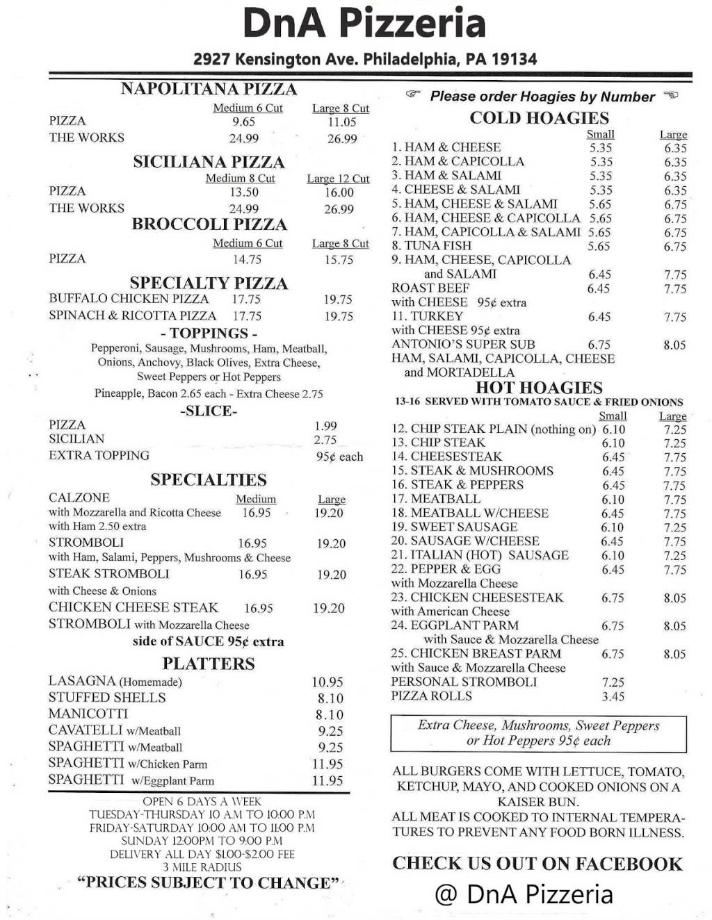 DnA Pizzeria | restaurant | 2927 Kensington Ave, Philadelphia, PA 19134, USA | 2153727041 OR +1 215-372-7041