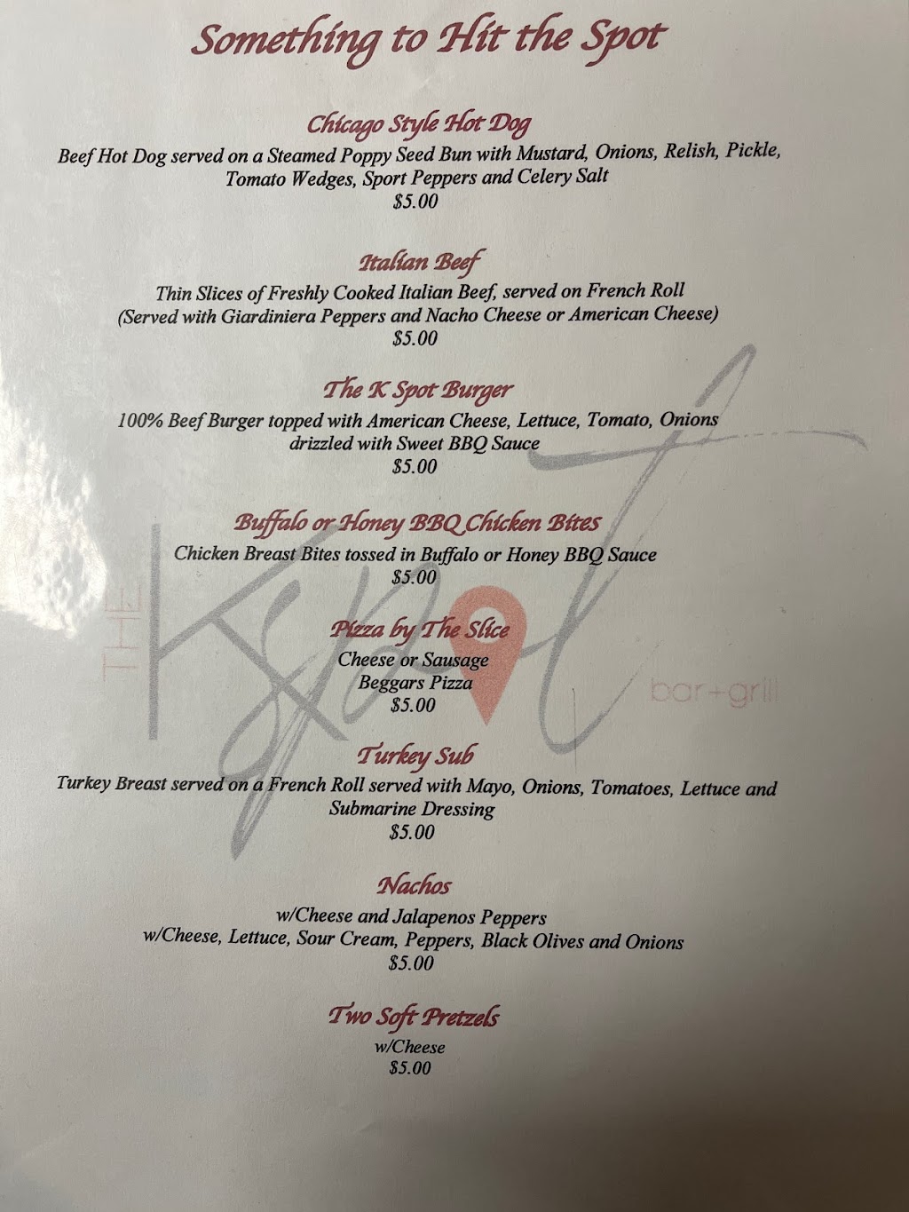 K SPOT BAR & GRILL | restaurant | 311 Main St, Park Forest, IL 60466, USA | 7086657768 OR +1 708-665-7768