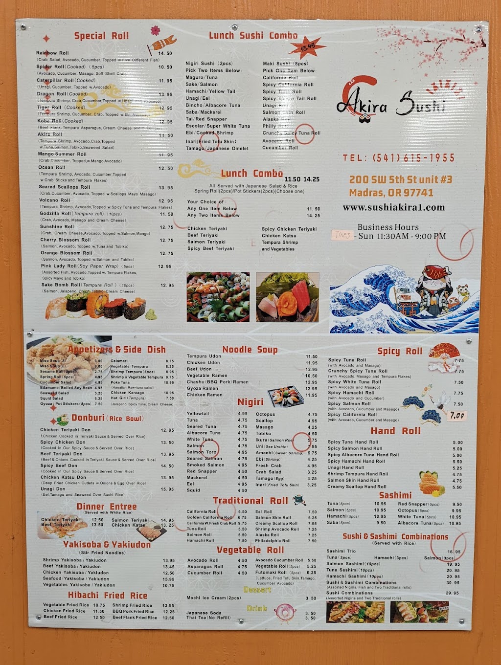 Akira Sushi | restaurant | 200 SW 5th St Unit #3, Madras, OR 97741, USA | 5416151955 OR +1 541-615-1955