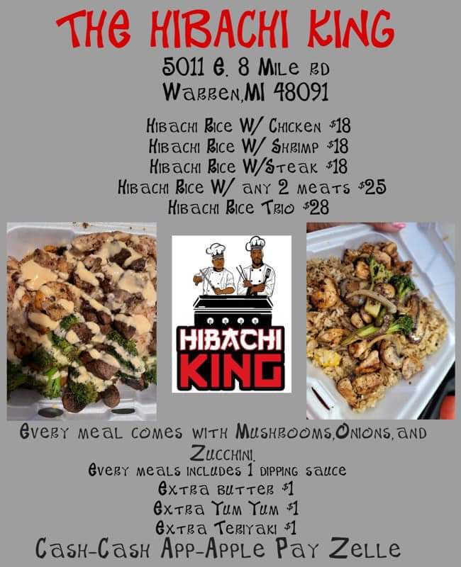 Hibachi King | restaurant | 5011 8 Mile Rd, Warren, MI 48091, USA | 5868066694 OR +1 586-806-6694