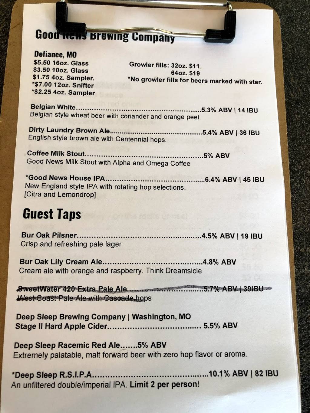 Good News Brewing Company Defiance | restaurant | 2886 S Missouri 94, Defiance, MO 63341, USA | 3146082903 OR +1 314-608-2903