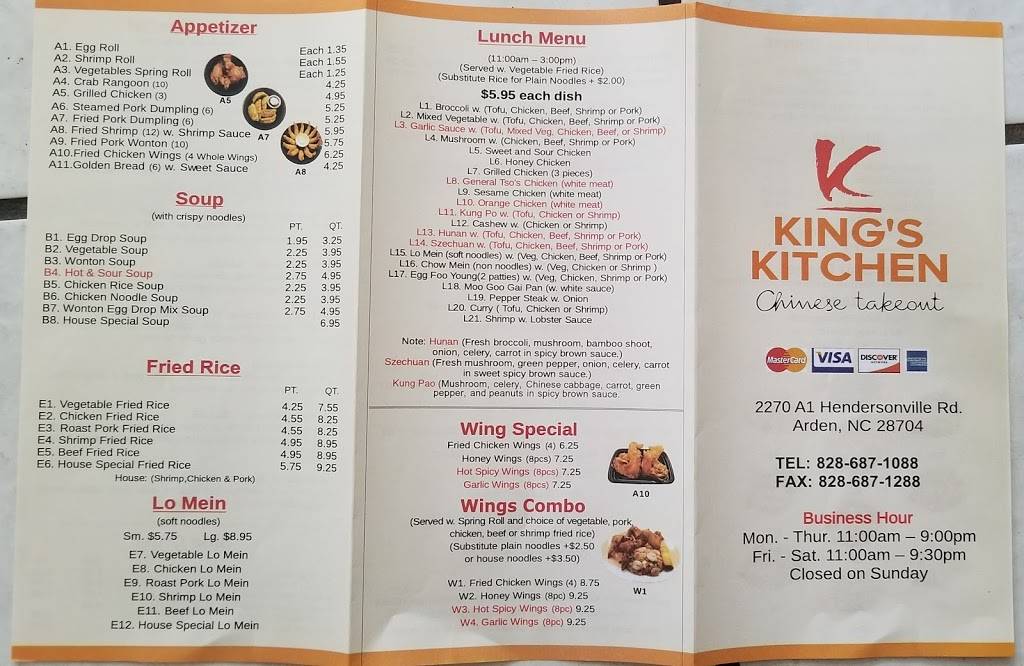 Kings Chinese Kitchen | restaurant | 2270 Hendersonville Rd, Arden, NC 28704, USA | 8286871088 OR +1 828-687-1088