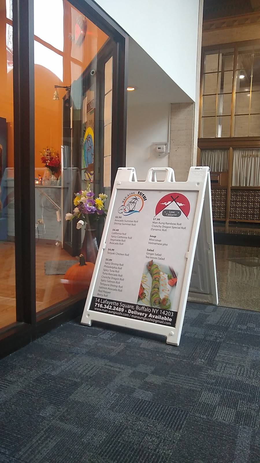 Man-aung Sushi | restaurant | 14 Lafayette Square, Buffalo, NY 14203, USA | 7164463953 OR +1 716-446-3953
