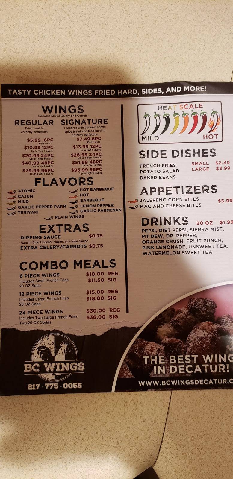 BC Wings | restaurant | 3790 E William Street Rd, Decatur, IL 62521, USA | 2177750055 OR +1 217-775-0055
