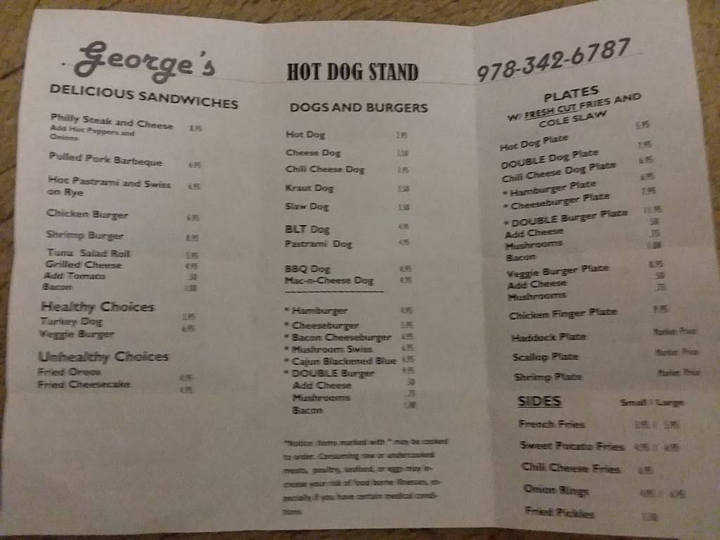 Georges Hot Dog Stand | restaurant | 200 Summer St, Fitchburg, MA 01420, USA | 9783426787 OR +1 978-342-6787