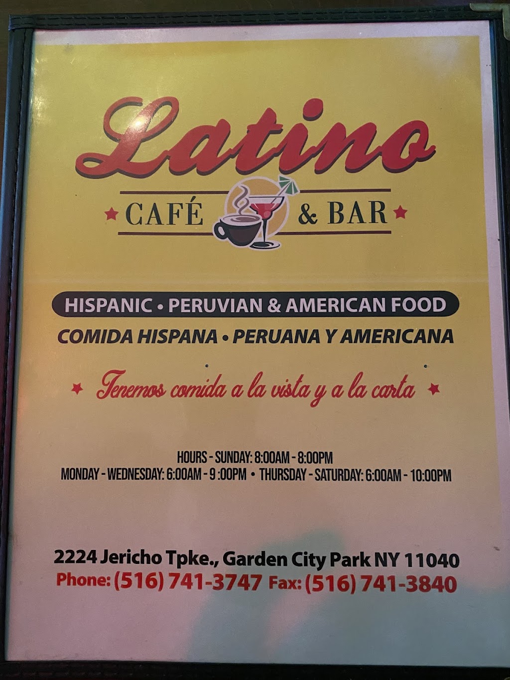Latino café and bar | restaurant | 2224 Jericho Turnpike, Garden City Park, NY 11040, USA | 5167413747 OR +1 516-741-3747