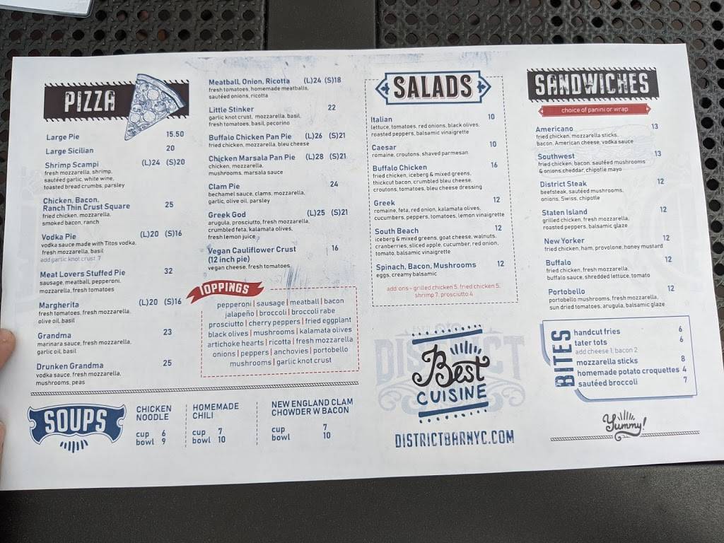 District | restaurant | 2 Sneden Ave, Staten Island, NY 10312, USA | 7189843700 OR +1 718-984-3700