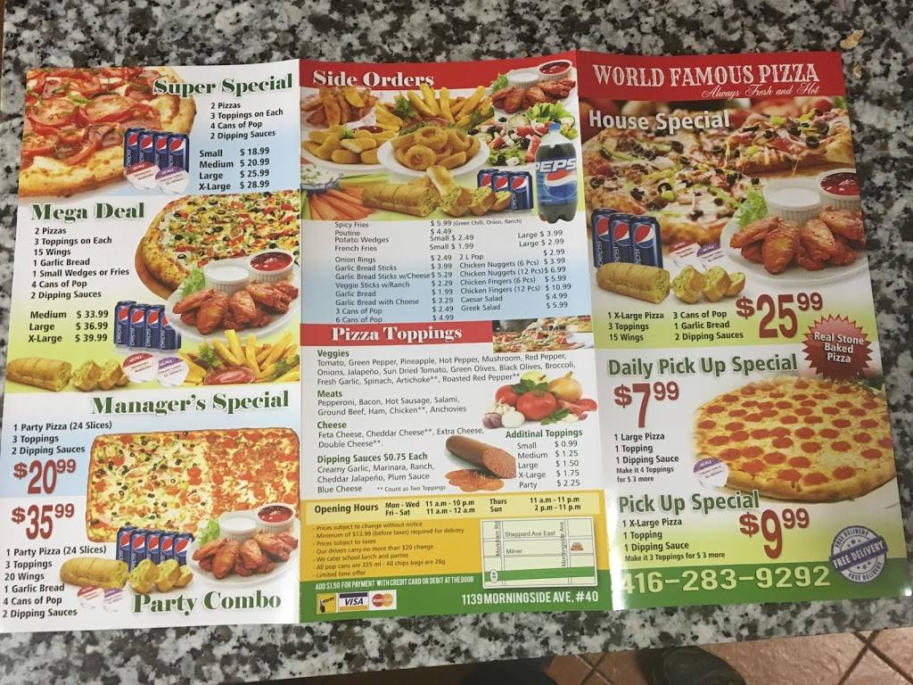 World Famous Pizza | restaurant | 1145 Morningside Ave #40, Scarborough, ON M1B 0A7, Canada | 4162839292 OR +1 416-283-9292