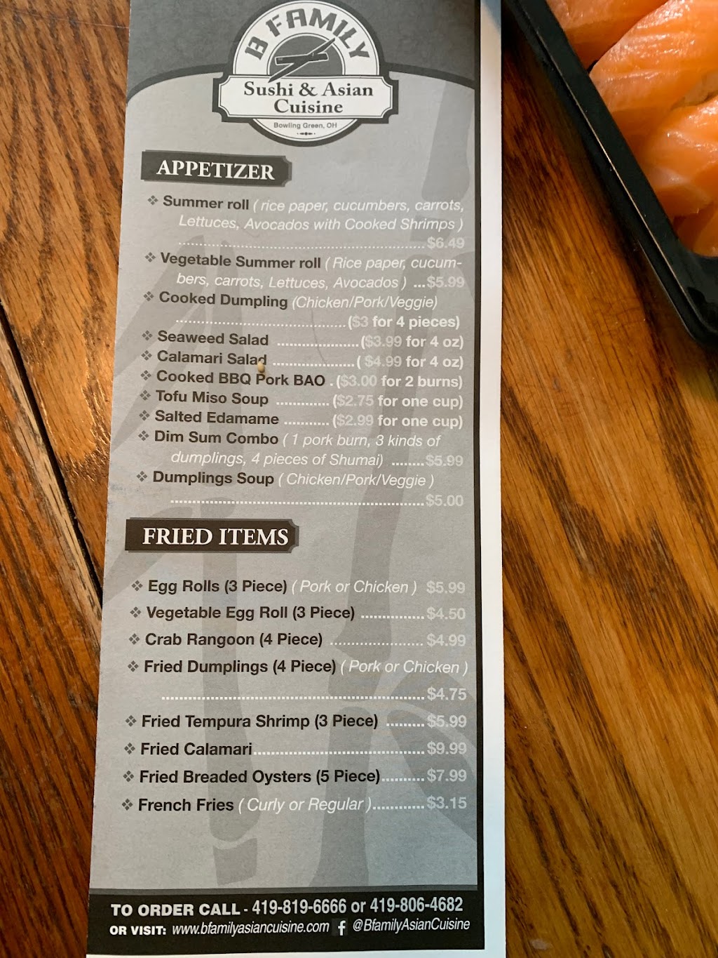 B Family Sushi and Asian Cuisine | restaurant | 1234 N Main St, Bowling Green, OH 43402, USA | 4198196666 OR +1 419-819-6666