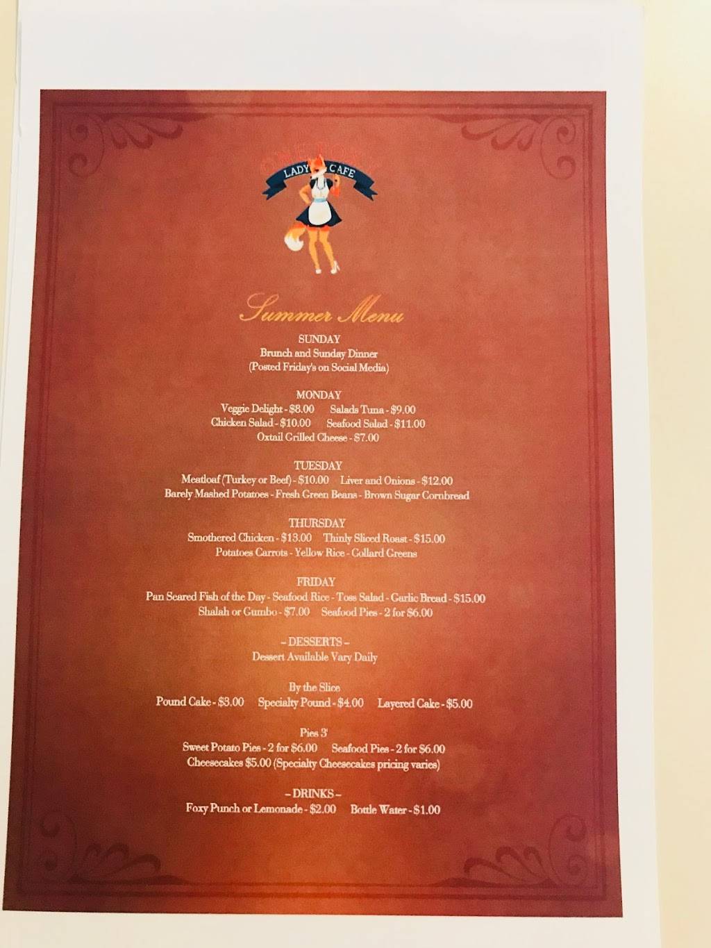 1 Foxy Lady Cafe & Catering | restaurant | 1837 N Pearl St, Jacksonville, FL 32206, USA | 9045805703 OR +1 904-580-5703