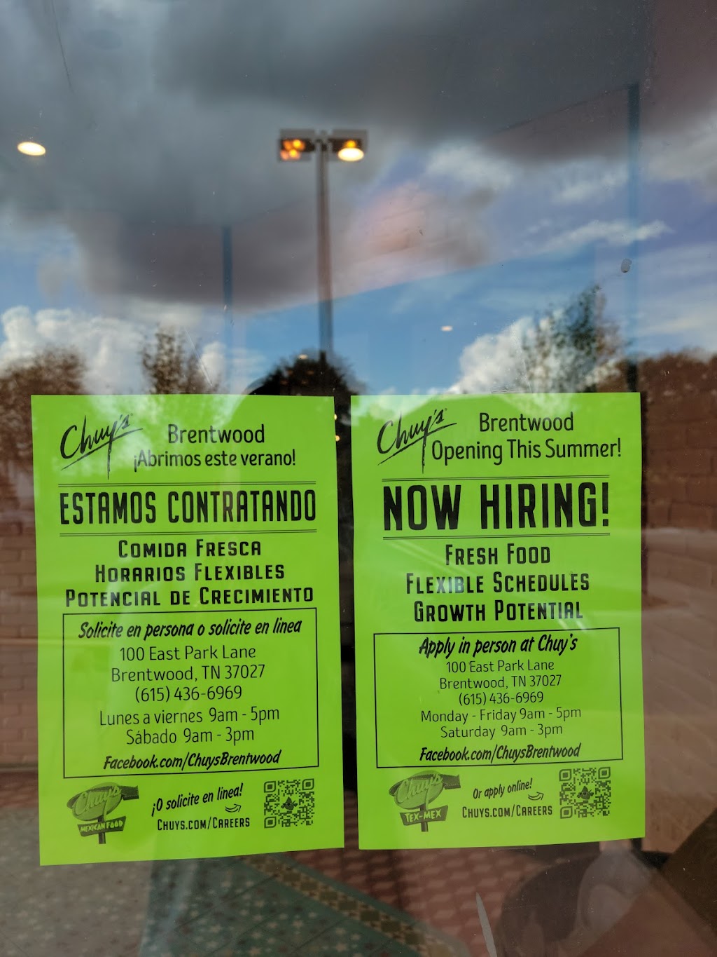 Chuys | restaurant | 100 E Park Dr, Brentwood, TN 37027, USA | 6154366969 OR +1 615-436-6969