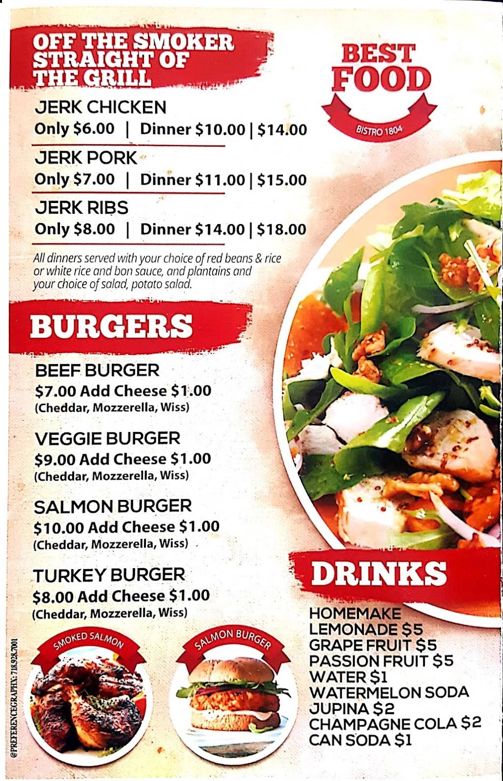 Bistro1804 Inc | restaurant | 3612 Clarendon Rd, Brooklyn, NY 11203, USA | 3474619529 OR +1 347-461-9529