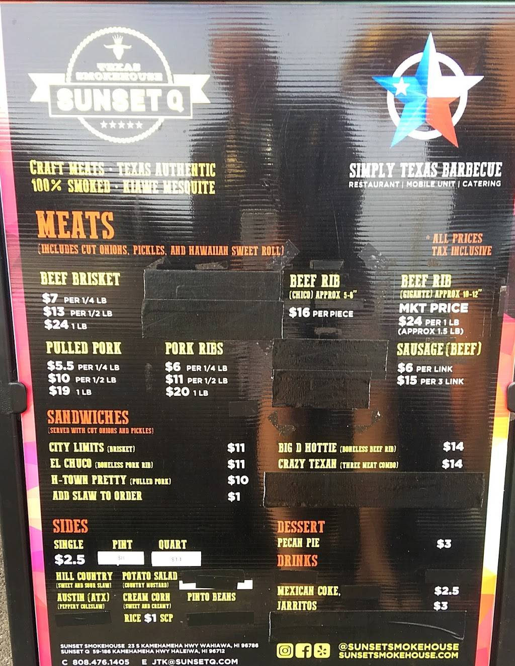 Sunset Smokehouse | restaurant | 23 S Kamehameha Hwy, Wahiawa, HI 96786, USA | 8084761405 OR +1 808-476-1405