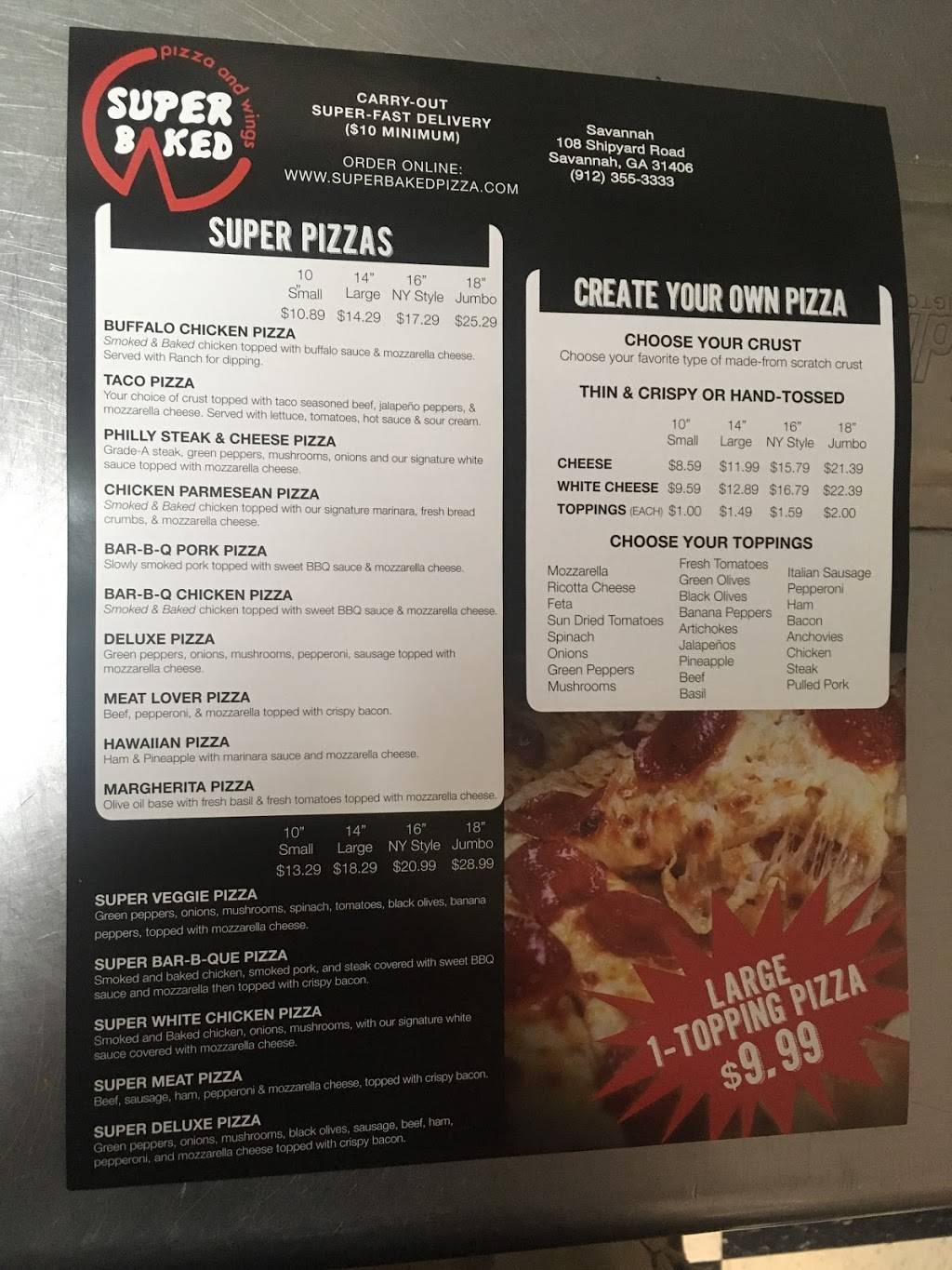 Super Baked Pizza & Wings | meal delivery | 1915 A E Victory Dr, Savannah, GA 31404, USA | 9126915411 OR +1 912-691-5411