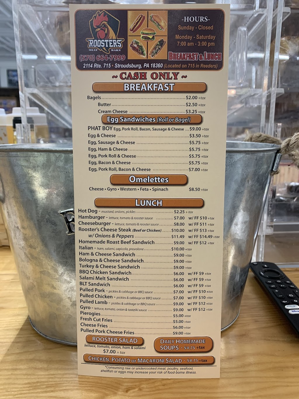 Roosters Meat Barn | restaurant | 2114 PA-715, Stroudsburg, PA 18360, USA | 5706647999 OR +1 570-664-7999