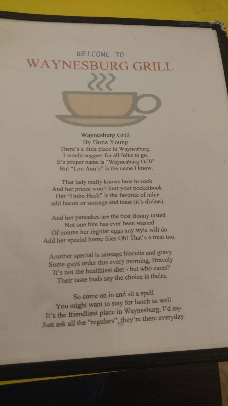 Waynesburg Grill | restaurant | 135 E Lisbon St, Waynesburg, OH 44688, USA | 3308664183 OR +1 330-866-4183
