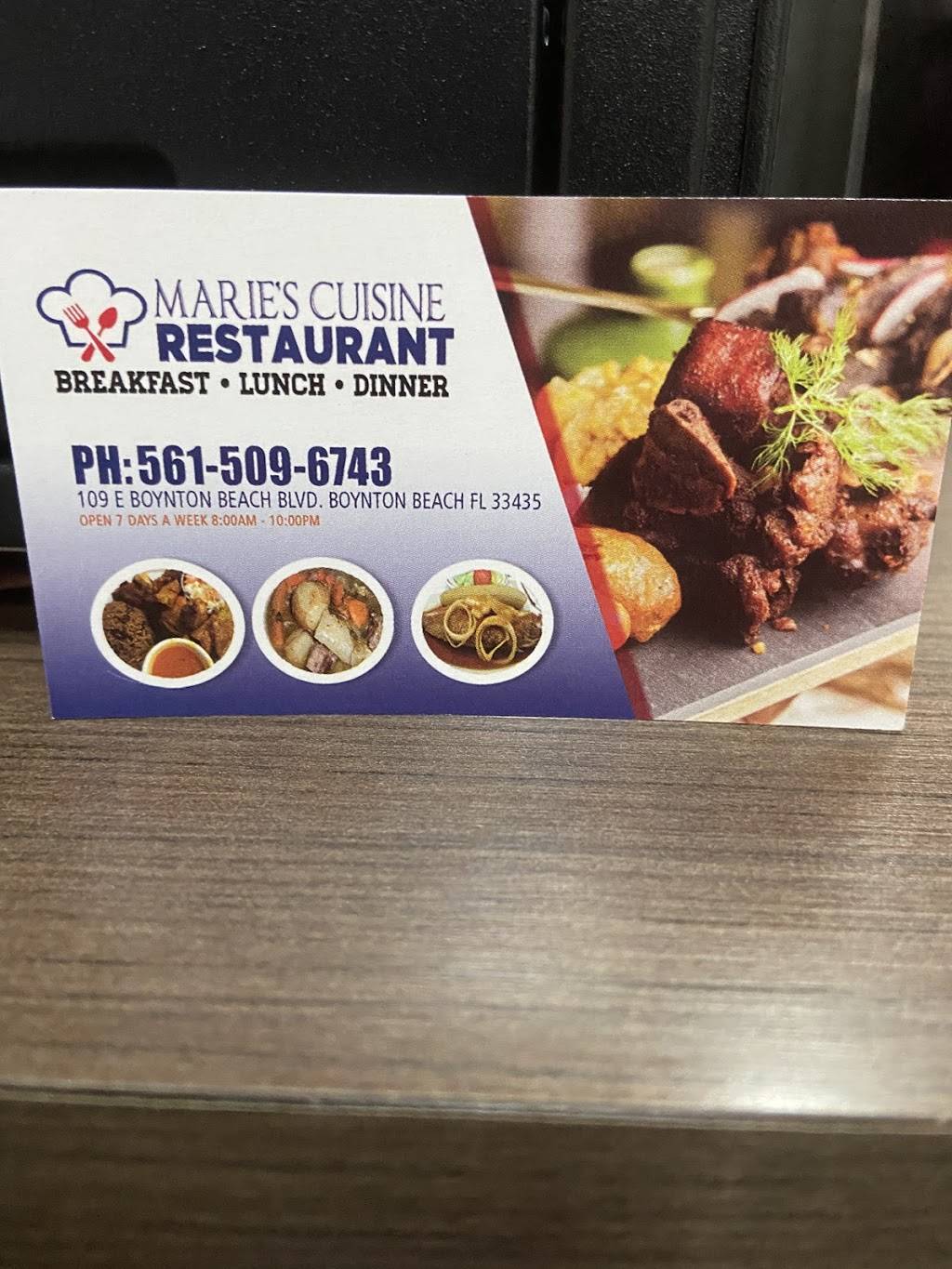 Maries Cuisine | restaurant | 109 E Boynton Beach Blvd, Boynton Beach, FL 33435, USA | 5615096743 OR +1 561-509-6743