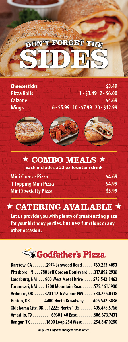 Godfathers Pizza Express | meal delivery | 2974 Lenwood Rd #9571, Barstow, CA 92311, USA | 7602534093 OR +1 760-253-4093