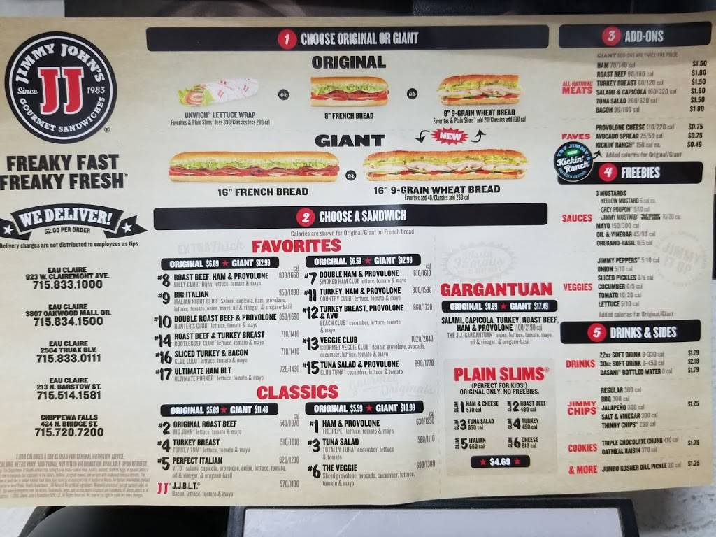 Jimmy Johns | meal delivery | 213 N Barstow St, Eau Claire, WI 54703, USA | 7155141581 OR +1 715-514-1581