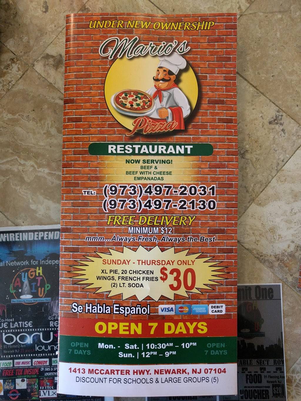 Mario’s pizza | restaurant | 1413 McCarter Hwy, Newark, NJ 07104, USA | 9734972031 OR +1 973-497-2031