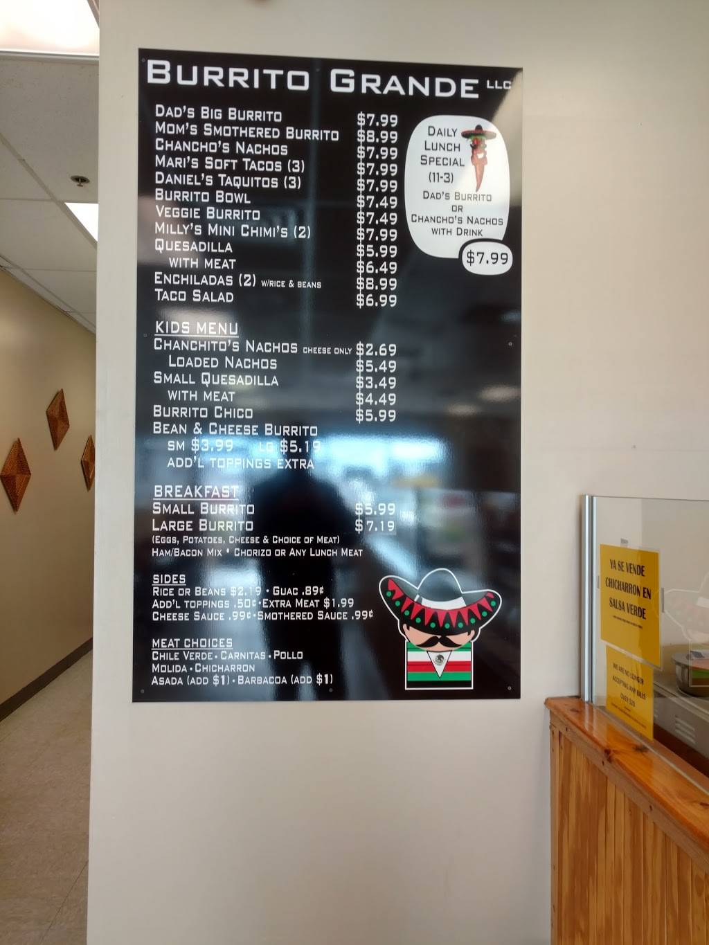 Burrito Grande | restaurant | 7653 McLaughlin Rd, Peyton, CO 80831, USA | 7194952130 OR +1 719-495-2130