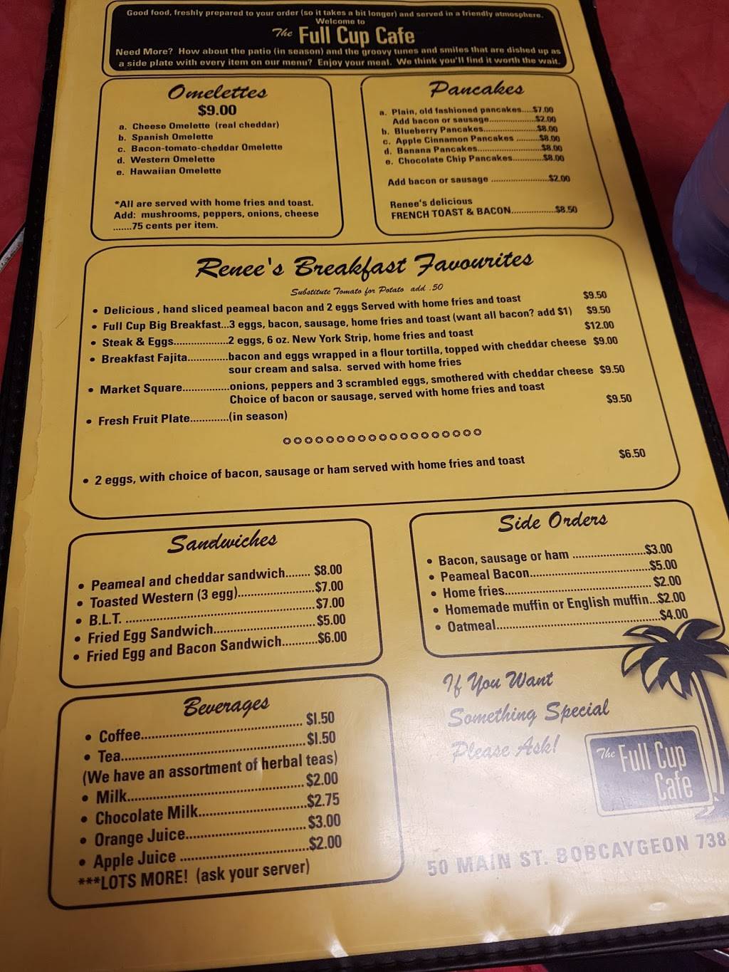 Full Cup Café The | restaurant | 50 Main St, Bobcaygeon, ON K0M 1A0, Canada | 7057386574 OR +1 705-738-6574