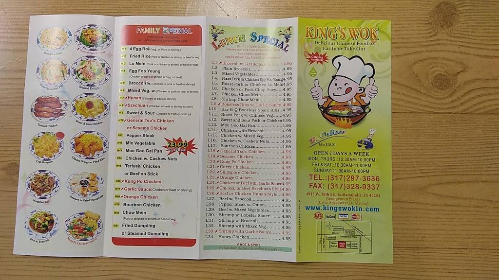 Kings Wok | restaurant | Kings Wok, 4915 West 38th Street, Indianapolis, IN 46224, United States | 3172973636 OR +1 317-297-3636