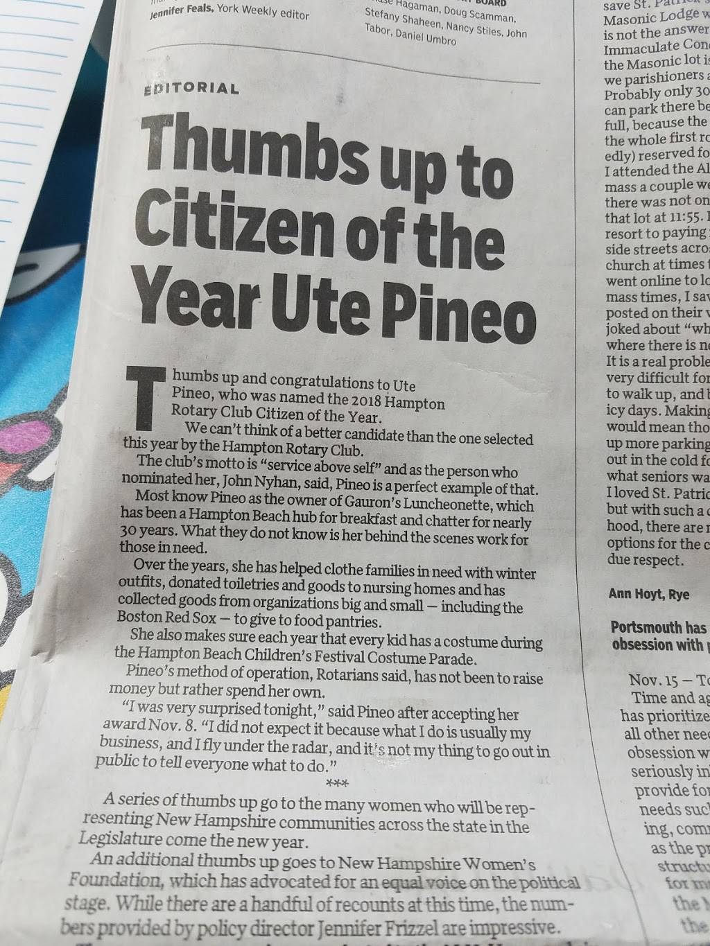 Al Gauron Luncheonette | restaurant | 1 Ocean Blvd, Hampton, NH 03842, USA | 6039260595 OR +1 603-926-0595