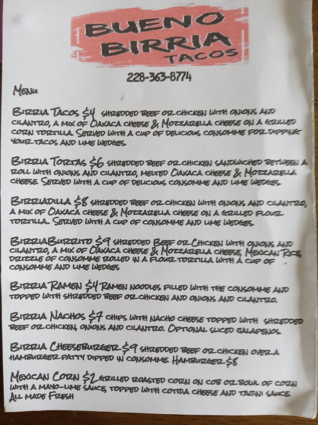 BUENO BIRRIA | restaurant | food truck-different locations, 200 Kuyrkendall Pl, Long Beach, MS 39560, USA | 2283638774 OR +1 228-363-8774
