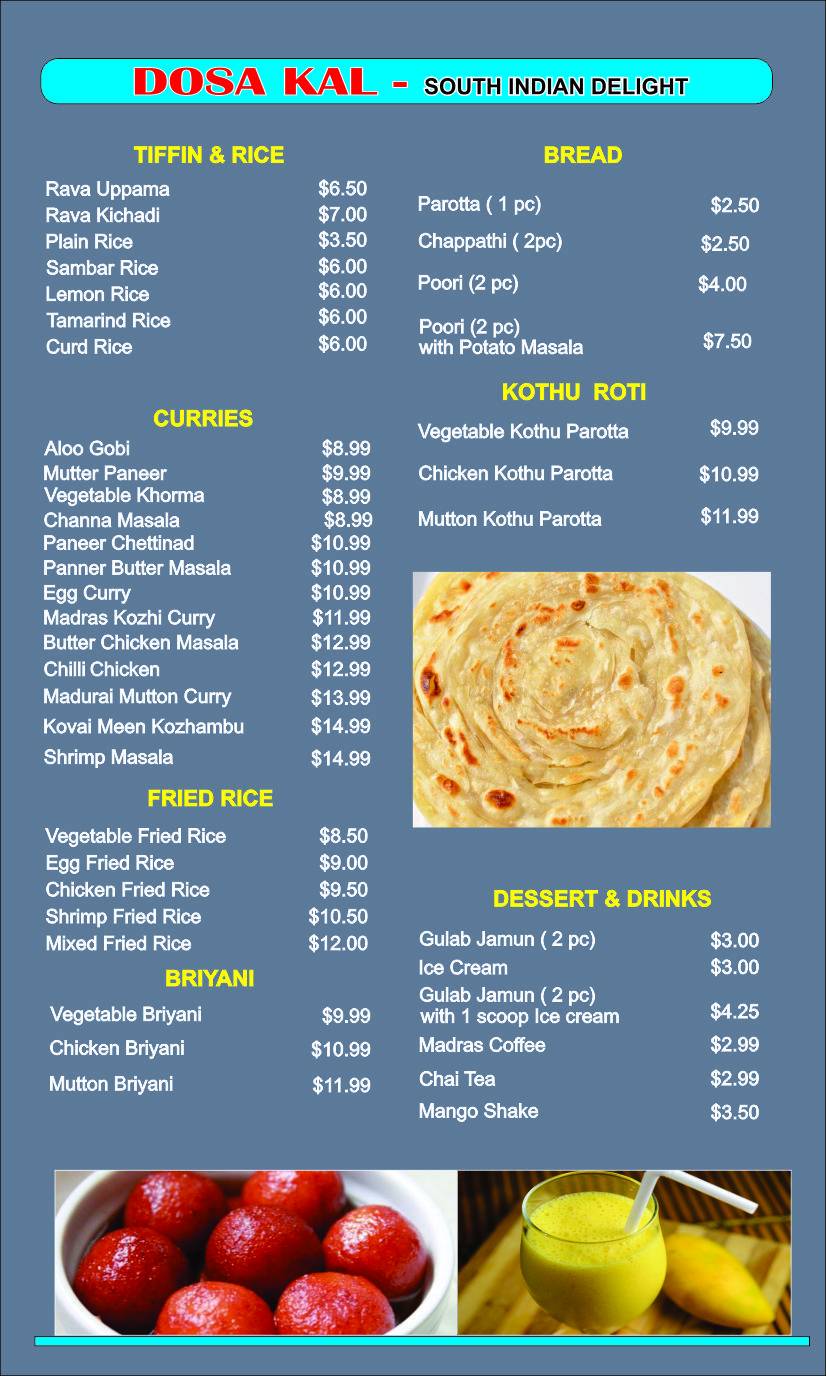 Dosa Kal | restaurant | 4637 Kingston Rd #1, Scarborough, ON M1E 2P8, Canada | 4162867878 OR +1 416-286-7878