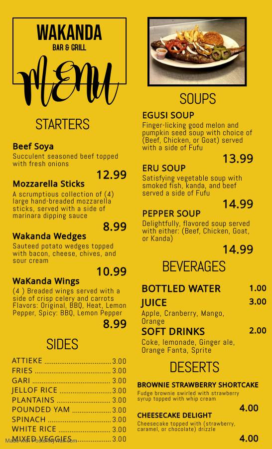 Wakanda Bar & Grill | restaurant | 2535 E Arkansas Ln Suite 361, Arlington, TX 76010, USA | 8178097924 OR +1 817-809-7924