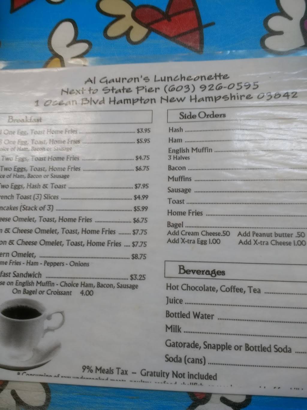 Al Gauron Luncheonette | restaurant | 1 Ocean Blvd, Hampton, NH 03842, USA | 6039260595 OR +1 603-926-0595