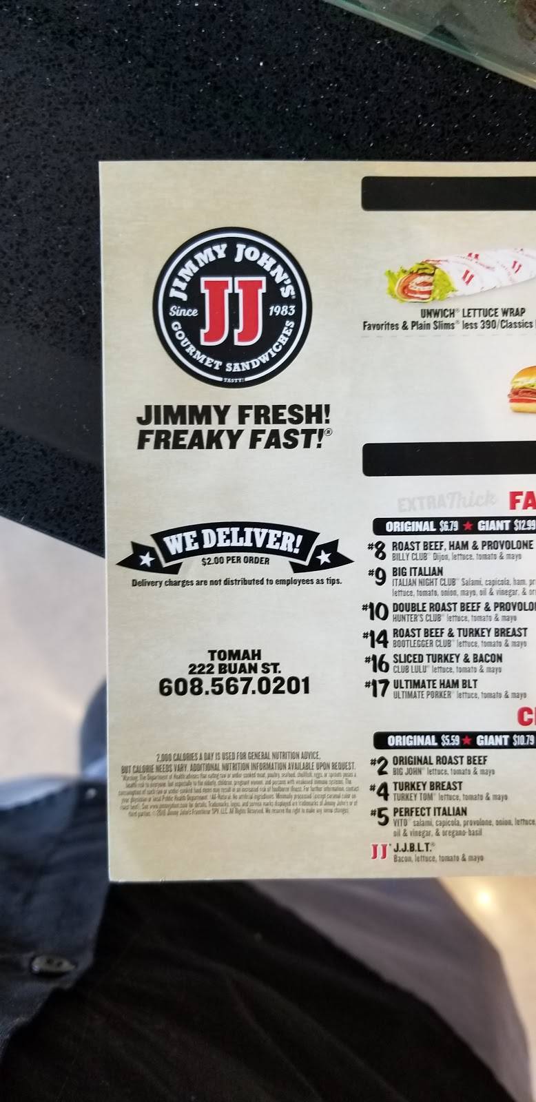 Jimmy Johns | meal delivery | 222 Buan St Suite B, Tomah, WI 54660, USA | 6085670201 OR +1 608-567-0201