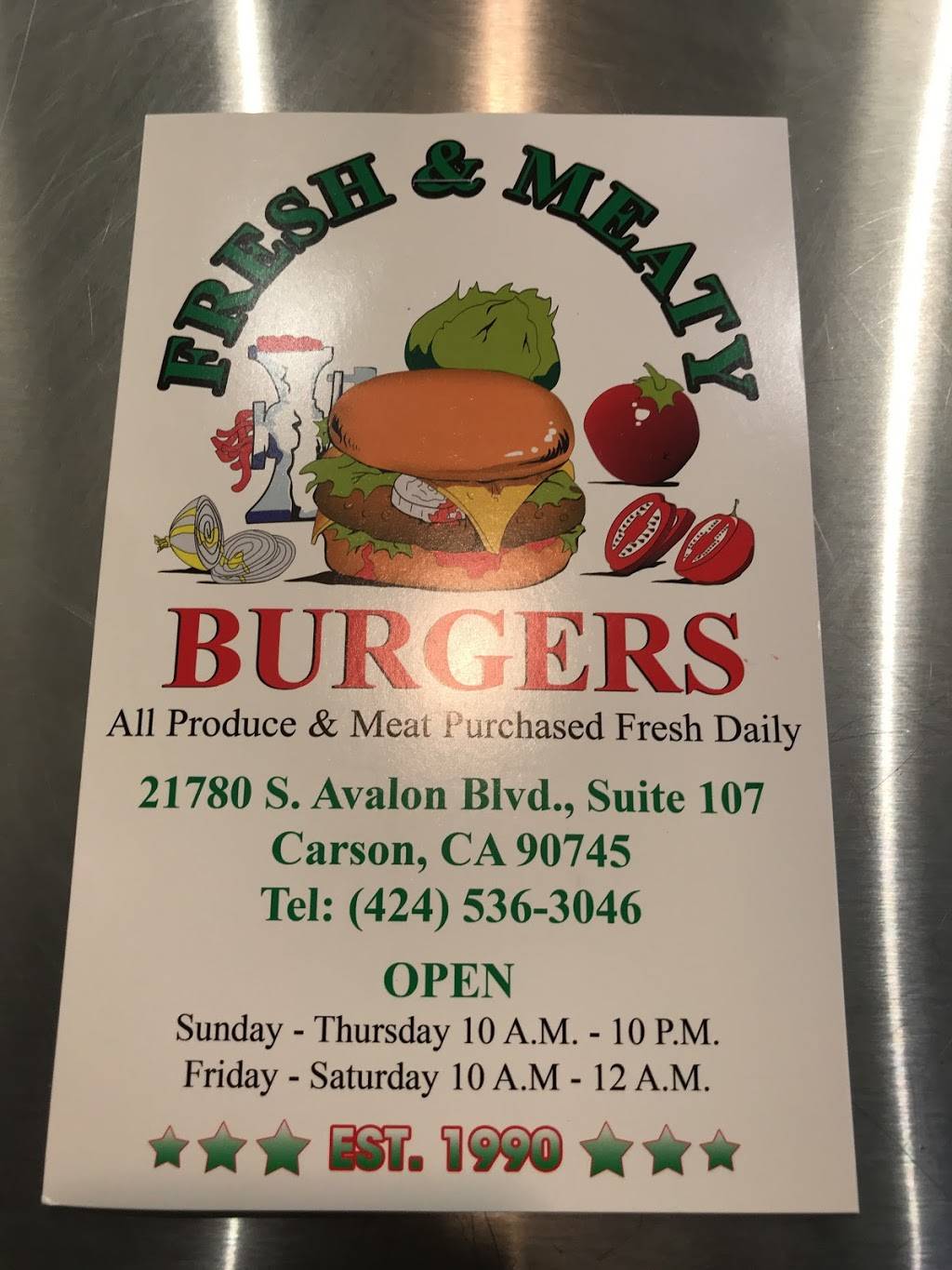 Fresh and Meaty Burgers | restaurant | 21780 S Avalon Blvd, Carson, CA 90745, USA | 4245363046 OR +1 424-536-3046