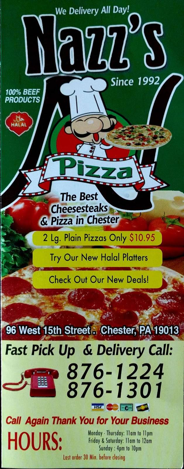 Nazzs Pizza | restaurant | 96 W 15th St, Chester, PA 19013, USA | 6108761224 OR +1 610-876-1224