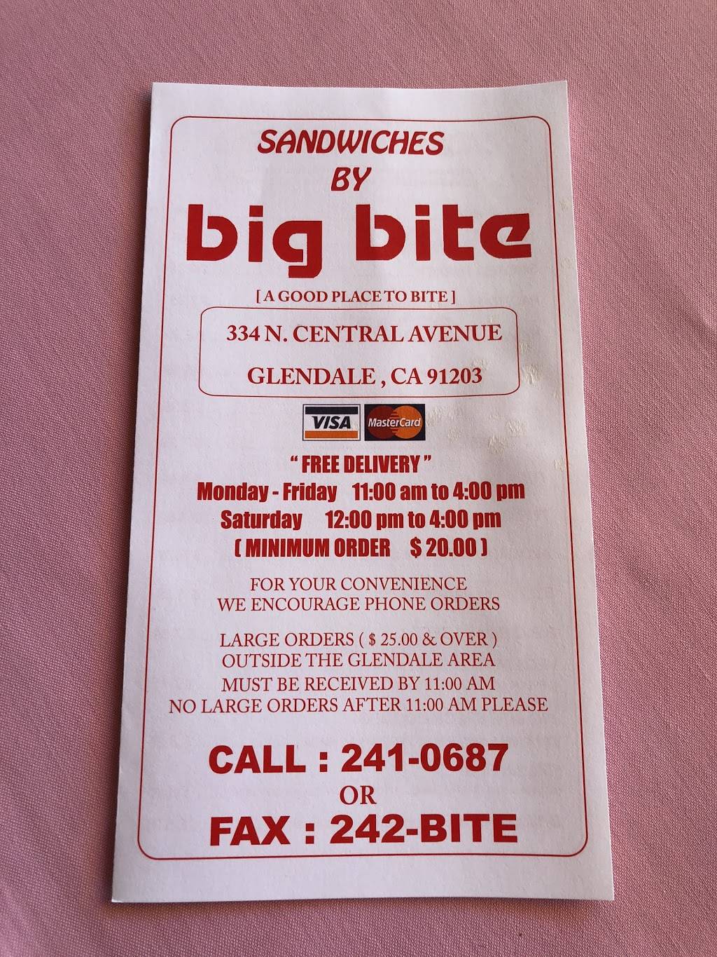 Big Bite | restaurant | 334 N Central Ave, Glendale, CA 91203, USA | 8182410687 OR +1 818-241-0687