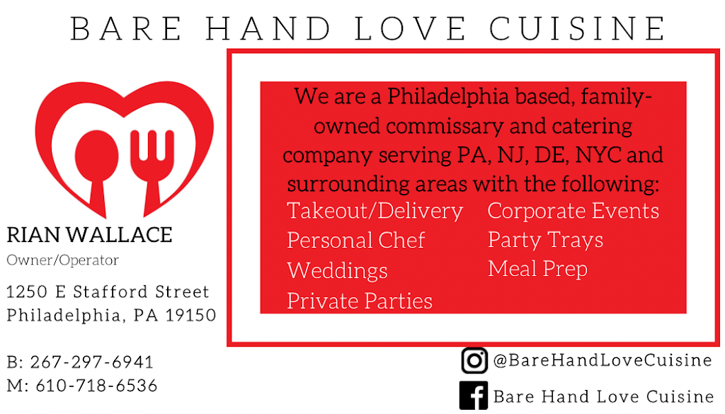 Bare Hand Love Cuisine | restaurant | 1250 E Stafford St, Philadelphia, PA 19150, USA | 2672976941 OR +1 267-297-6941