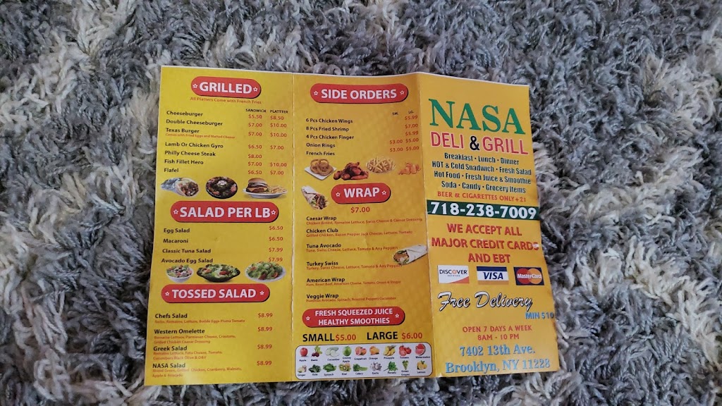 Nasa Deli & Grill | restaurant | 7402 13th Ave, Brooklyn, NY 11228, USA | 7182387009 OR +1 718-238-7009
