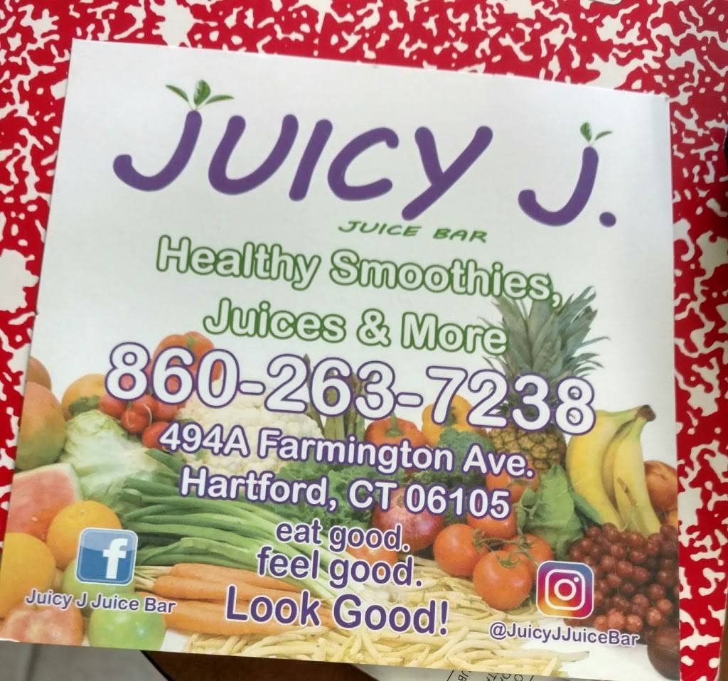 Juicy J Juice Bar | restaurant | 494a Farmington Ave, Hartford, CT 06105, USA | 8602637283 OR +1 860-263-7283