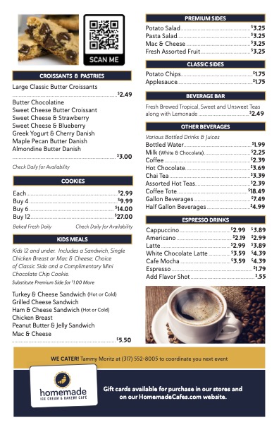 Homemade Ice Cream & Bakery Café | restaurant | 10875 N Michigan Rd, Zionsville, IN 46077, USA | 3172109496 OR +1 317-210-9496