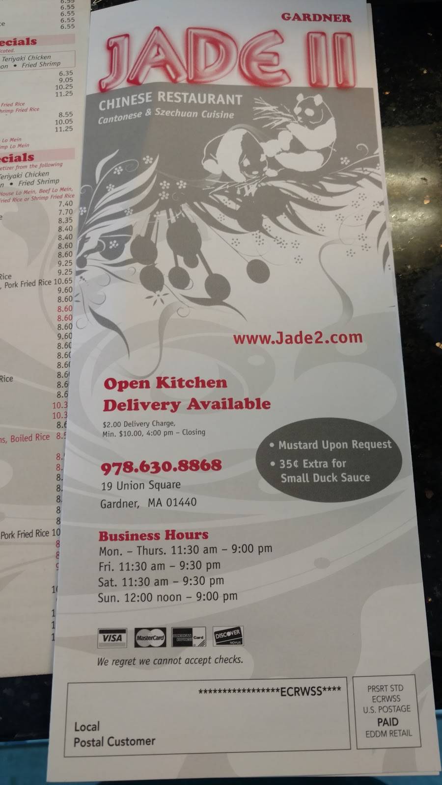 Jade II | restaurant | 19 Union Square, Gardner, MA 01440, USA | 9786308868 OR +1 978-630-8868
