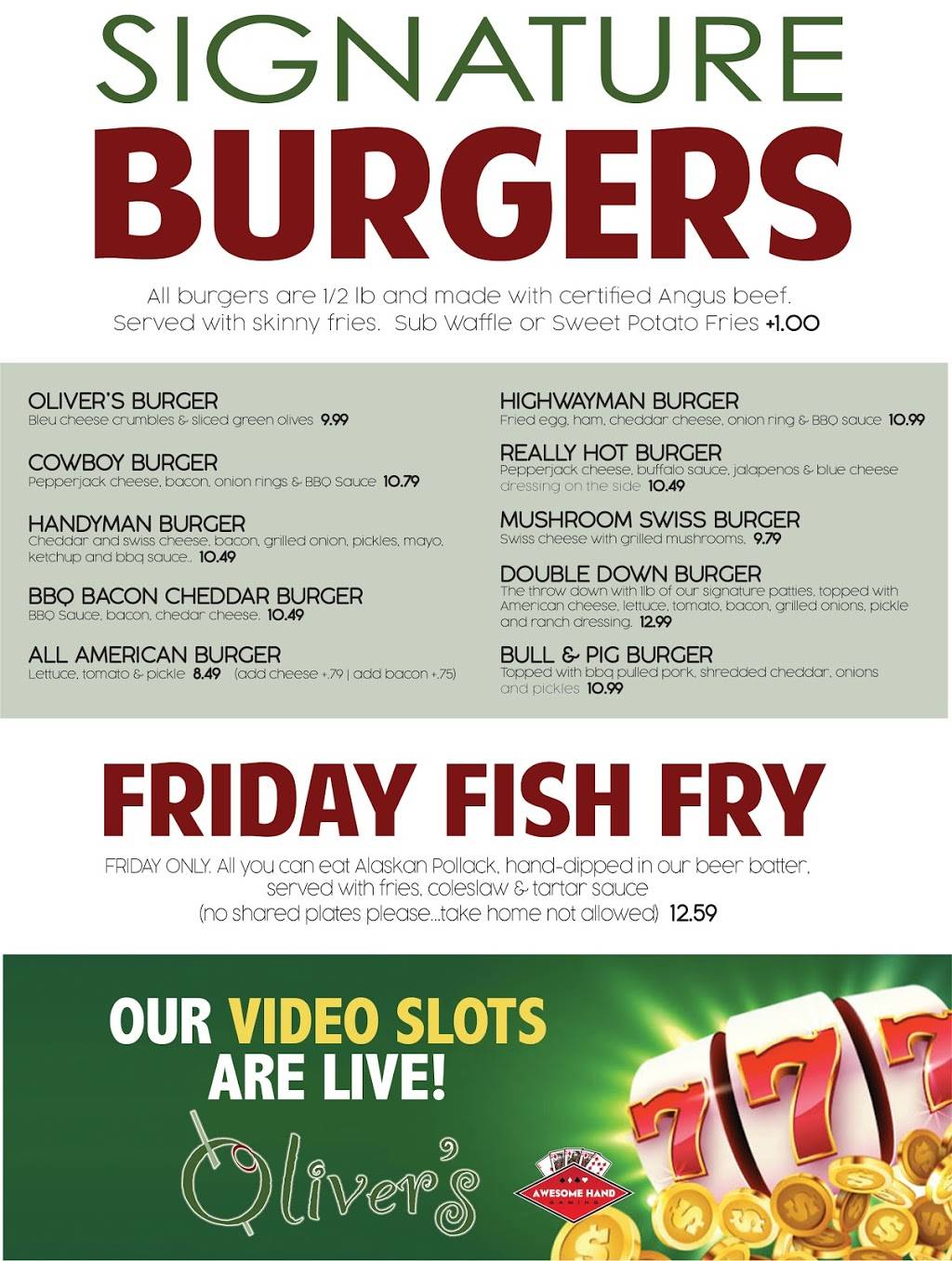 Olivers Bar and Grill | restaurant | 228 Main St, Woodstock, IL 60098, USA | 8155275222 OR +1 815-527-5222