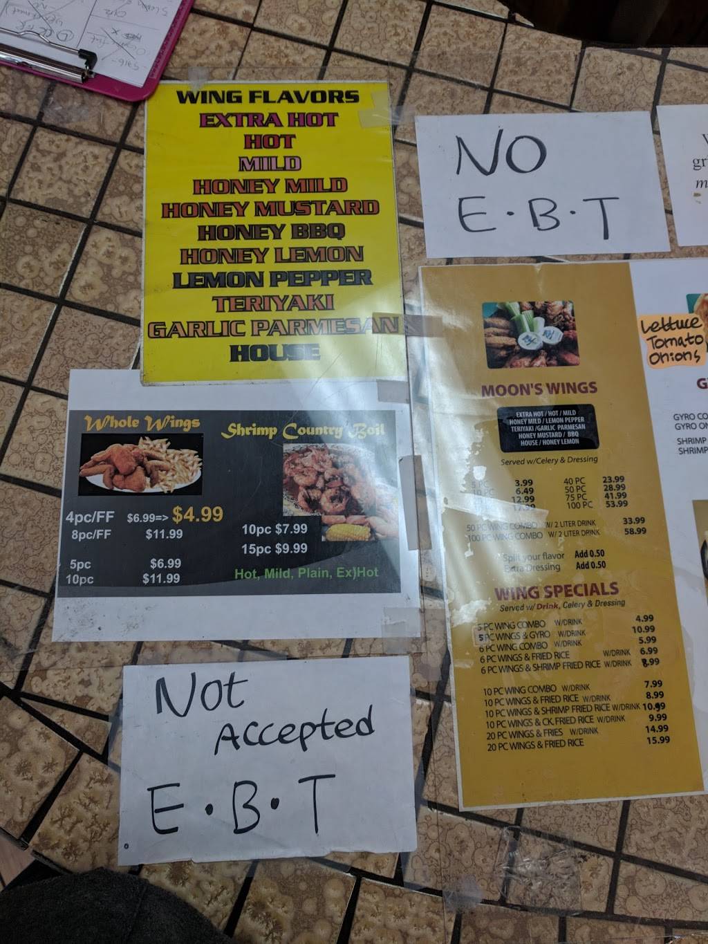 Moon Wings Seafood | restaurant | 4191 Mercer University Dr, Macon, GA 31204, USA | 4784773381 OR +1 478-477-3381