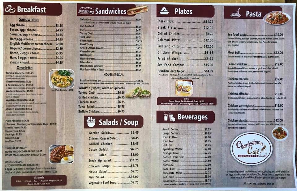 Charlestown Cafe | meal delivery | 78 Arlington Ave, Boston, MA 02129, USA | 6172425100 OR +1 617-242-5100