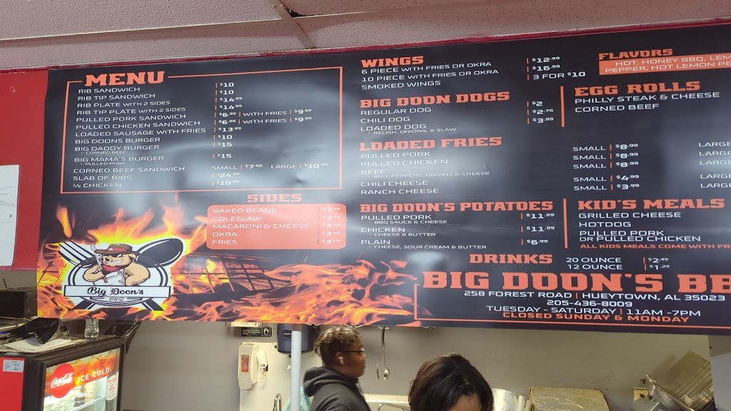 Big Doons BBQ | restaurant | 258 Forest Rd, Hueytown, AL 35023, USA | 2054368009 OR +1 205-436-8009