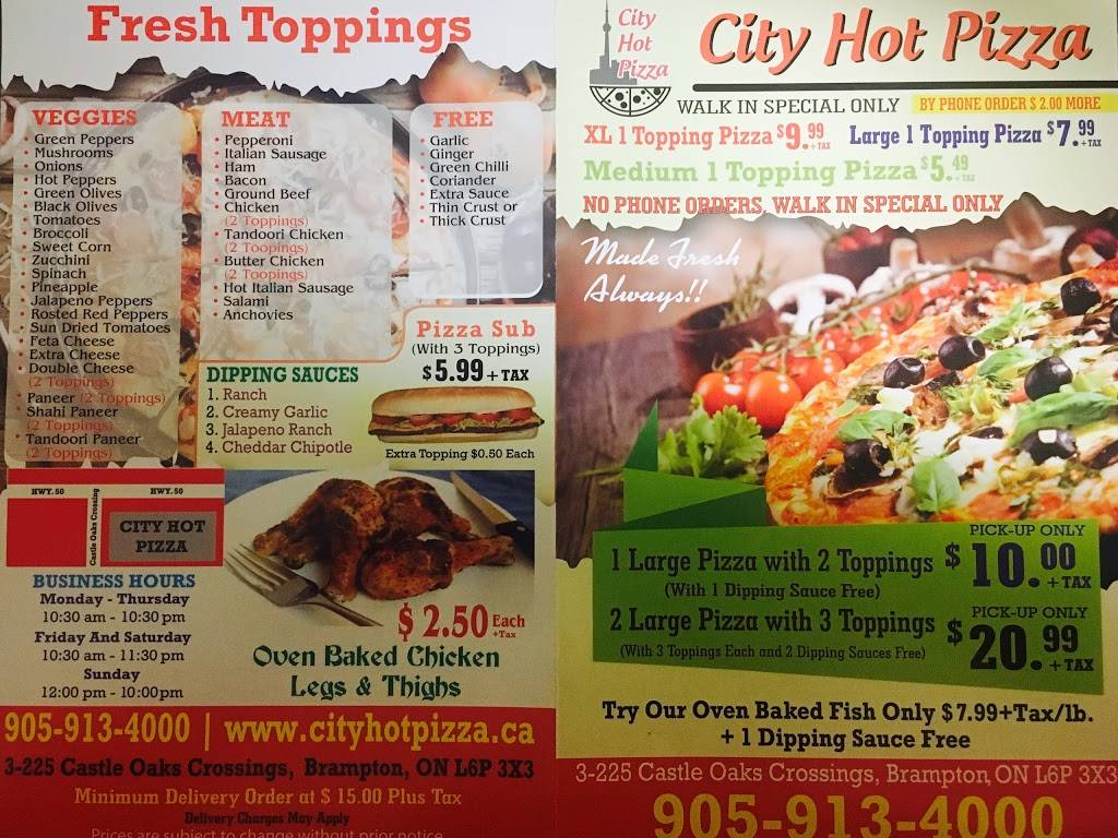 city hot pizza | restaurant | 225 Castle Oaks Crossing, Brampton, ON L6P 3X3, Canada | 9059134000 OR +1 905-913-4000