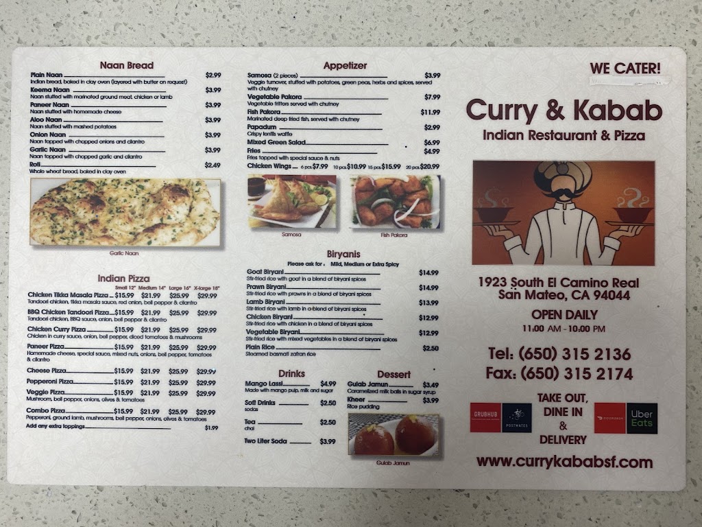 Curry & Kabab | meal delivery | 1923 S El Camino Real, San Mateo, CA 94403, USA | 6503152136 OR +1 650-315-2136