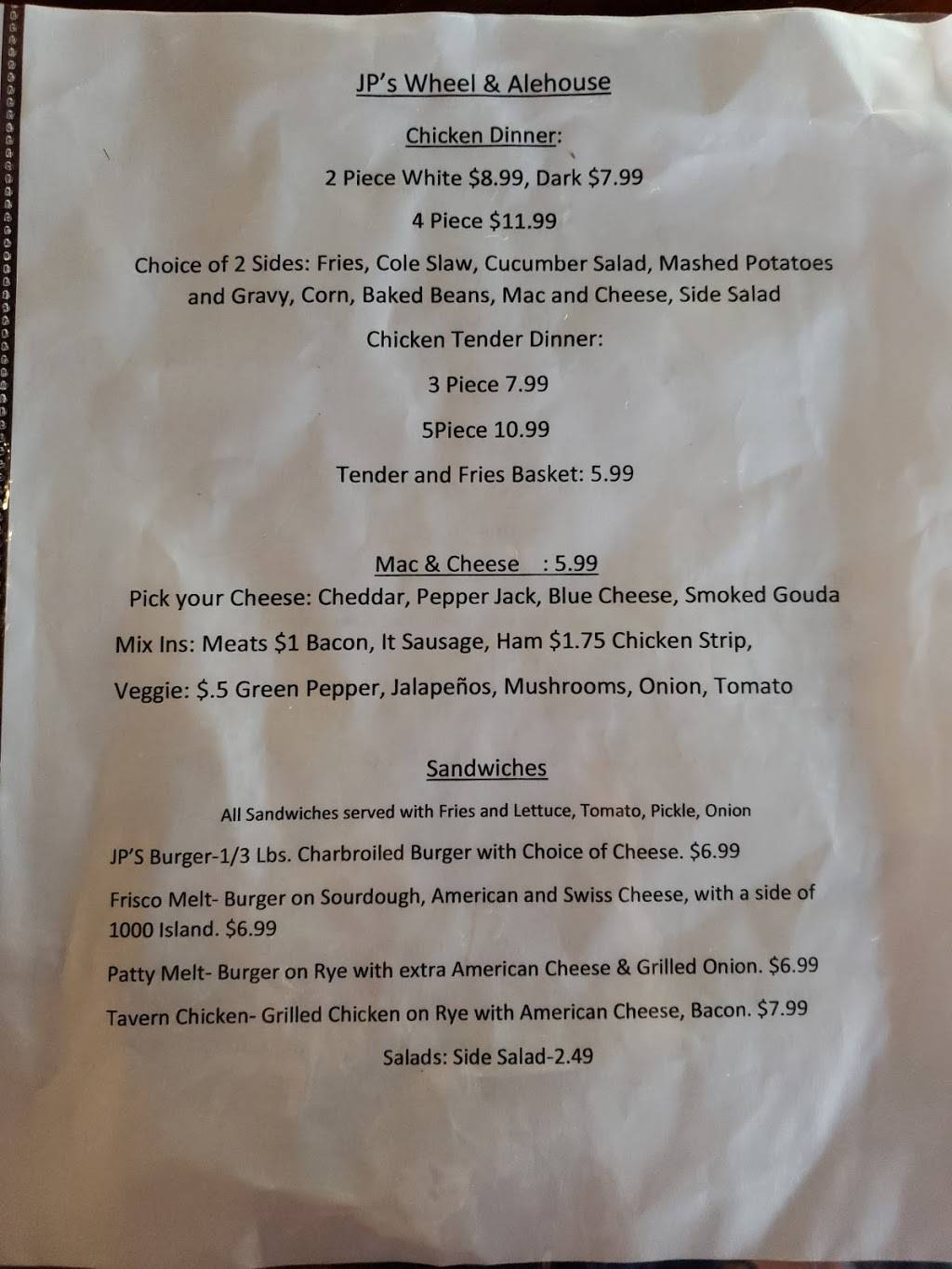 JPs Wheel & Ale House | restaurant | 409 N Hershey Rd, Bloomington, IL 61704, USA | 3093861642 OR +1 309-386-1642