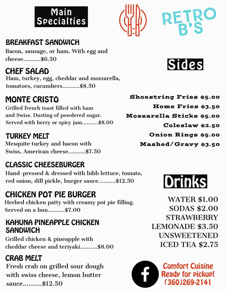 Retro Bs | restaurant | 127 Barnes Dr, Toledo, WA 98591, USA | 3602692141 OR +1 360-269-2141