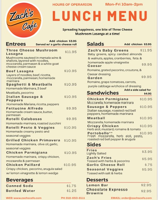 Zachs Cafe | restaurant | 6201 Van Nuys Blvd, Van Nuys, CA 91401, USA | 8186508111 OR +1 818-650-8111